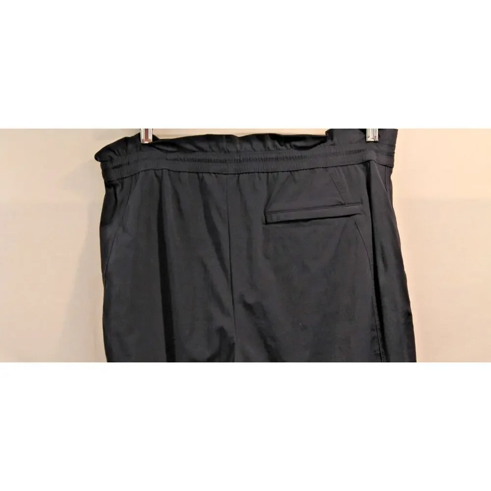 Athleta Lightweight Performance Pants Women L Navy Adjustable Waist Zip Leg Hem